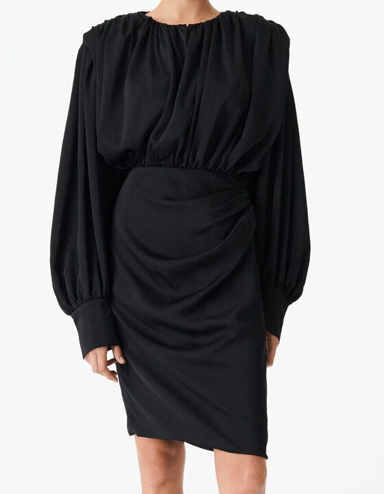GWENDA DRAPED DRESS WITH ROUND NECK